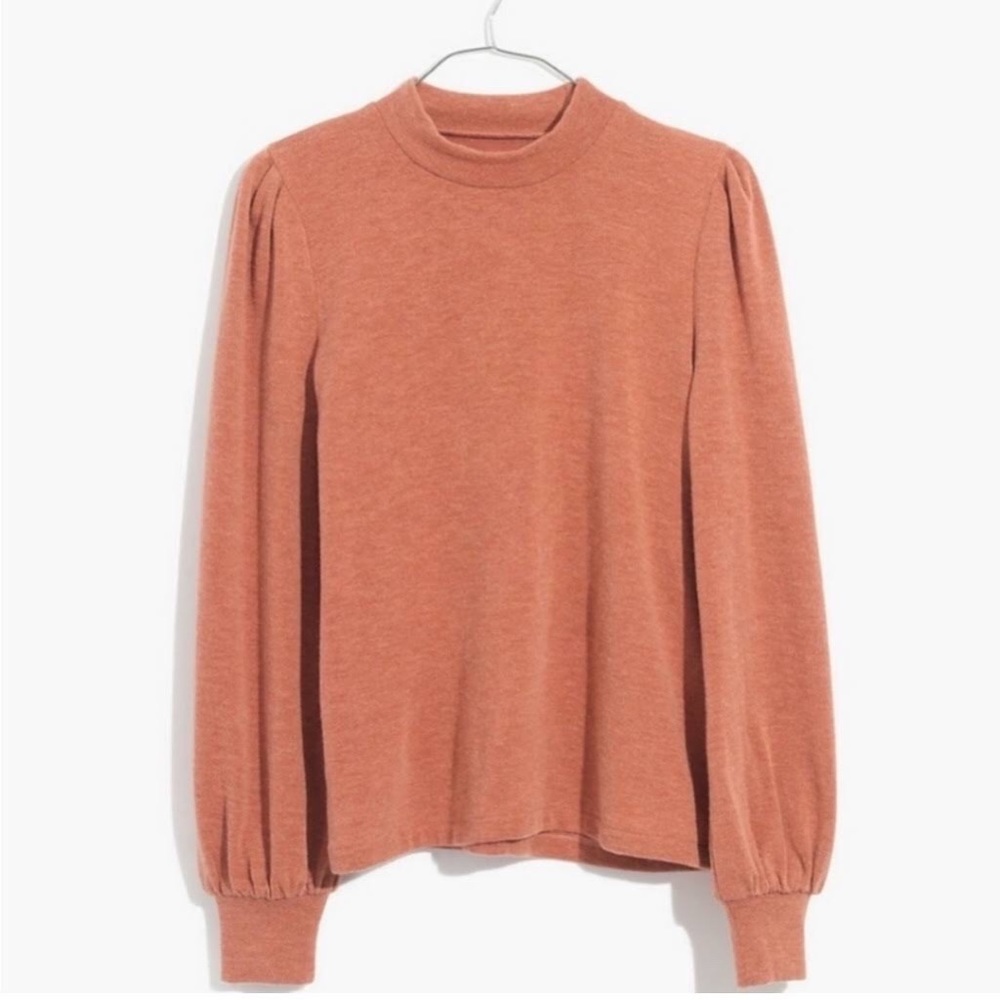 Madewell Puff Sleeve Mockneck Sweater in Afterglow Red size small